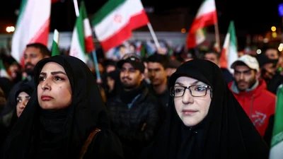 People gather after a two-week ceasefire in the Iran war was announced, in Tehran, Iran, April 8, 2026. (Reuters)