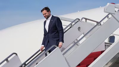 US Vice President JD Vance arrives from Islamabad, Pakistan, on Air Force Two, at Joint Base Andrews, Maryland, on April 12, 2026. (AFP)
