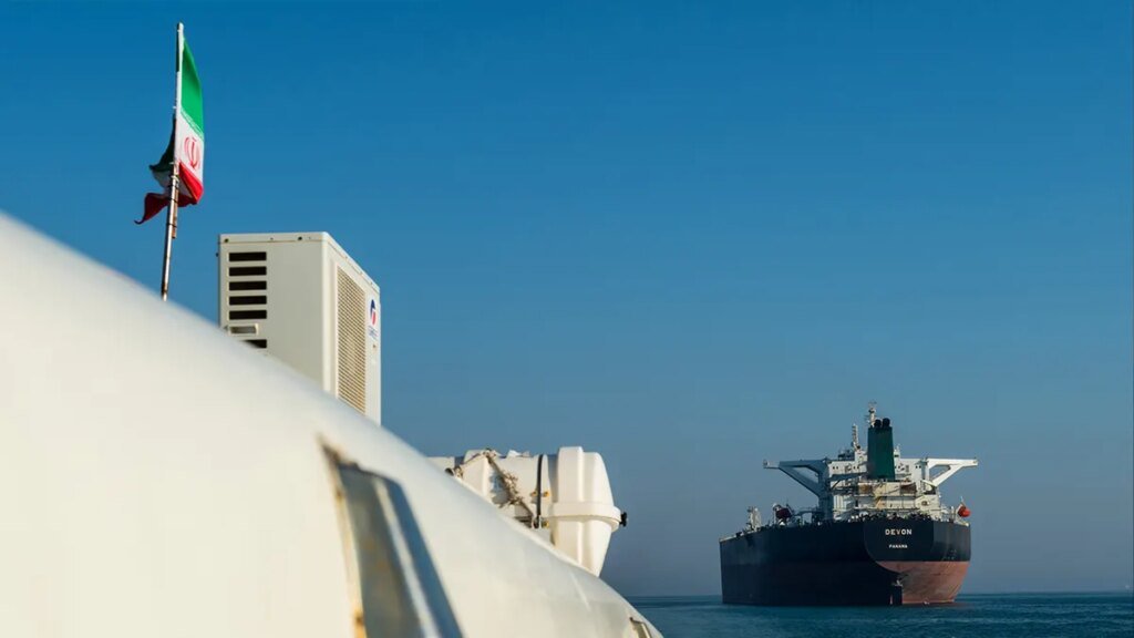 Oil tanker near terminal at Kharg Island in Iran