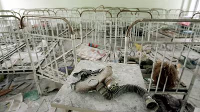 File image for representation only: A gas-mask lays in bedroom of kindergarten in the ghost town  of Pripyat near Chernobyl's nuclear power plant (AFP)