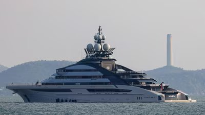 The 465-foot superyacht "Nord", linked to the sanctioned Russian oligarch Alexey Mordashov is seen docked, in Hong Kong, China October 7, 2022. (REUTERS)