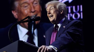 US President Donald Trump speaks during a Turning Point USA event at the Dream City Church on April 17, 2026 in Phoenix, Arizona. (File Photo/Getty Images via AFP)