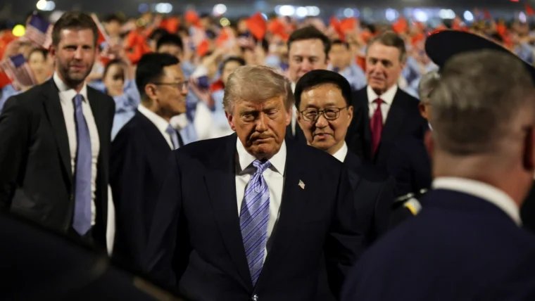 President Trump arrives in China for high-stakes summit with Xi