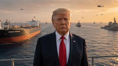 Donald Trump has enforced a naval blockade on the Strait of Hormuz. (AI generated)