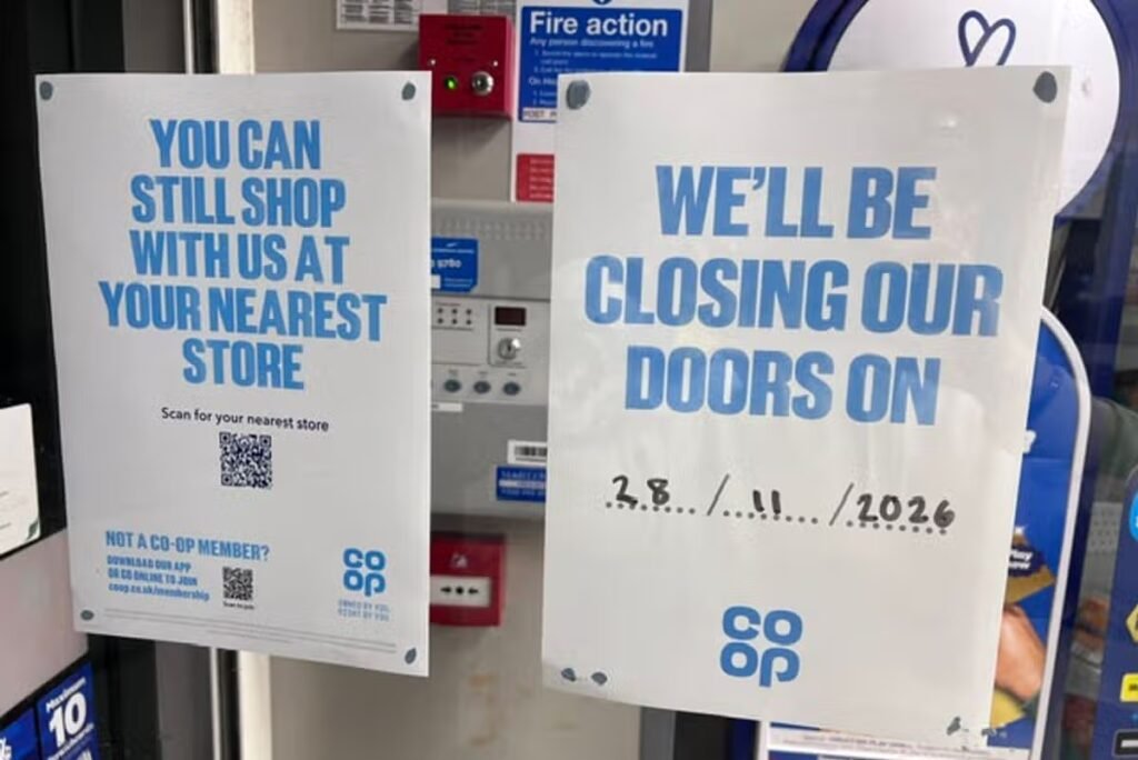 Co-op Peverell store closing announcement