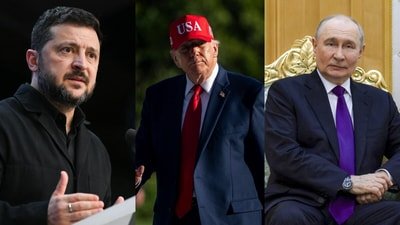 Trump and Zelensky have clashed over the US President's decision to block new sanctions against Russia and strike a diesel supply deal with Moscow. (AFP/Bloomberg/AP)